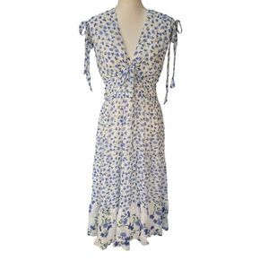 Shoshanna NWT Helena Floral Tie Shoulder V-Neck Midi Dress Lined Size 12